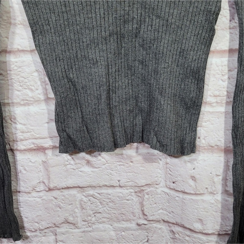 Zara Gray Rib Knit Ruffle Trim Turtleneck Sweater - Picture 8 of 10